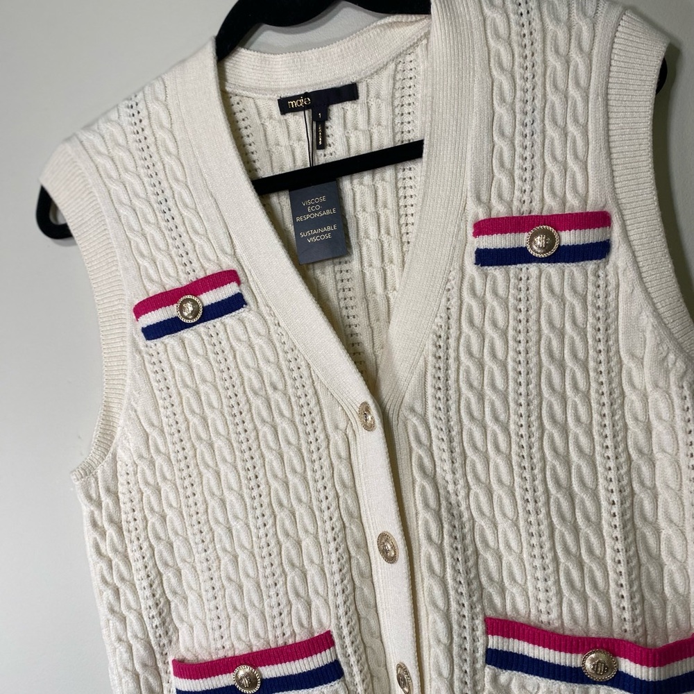MAJE
Martingale Sleeveless
Knitted‎ Cardigan Sweater Vest